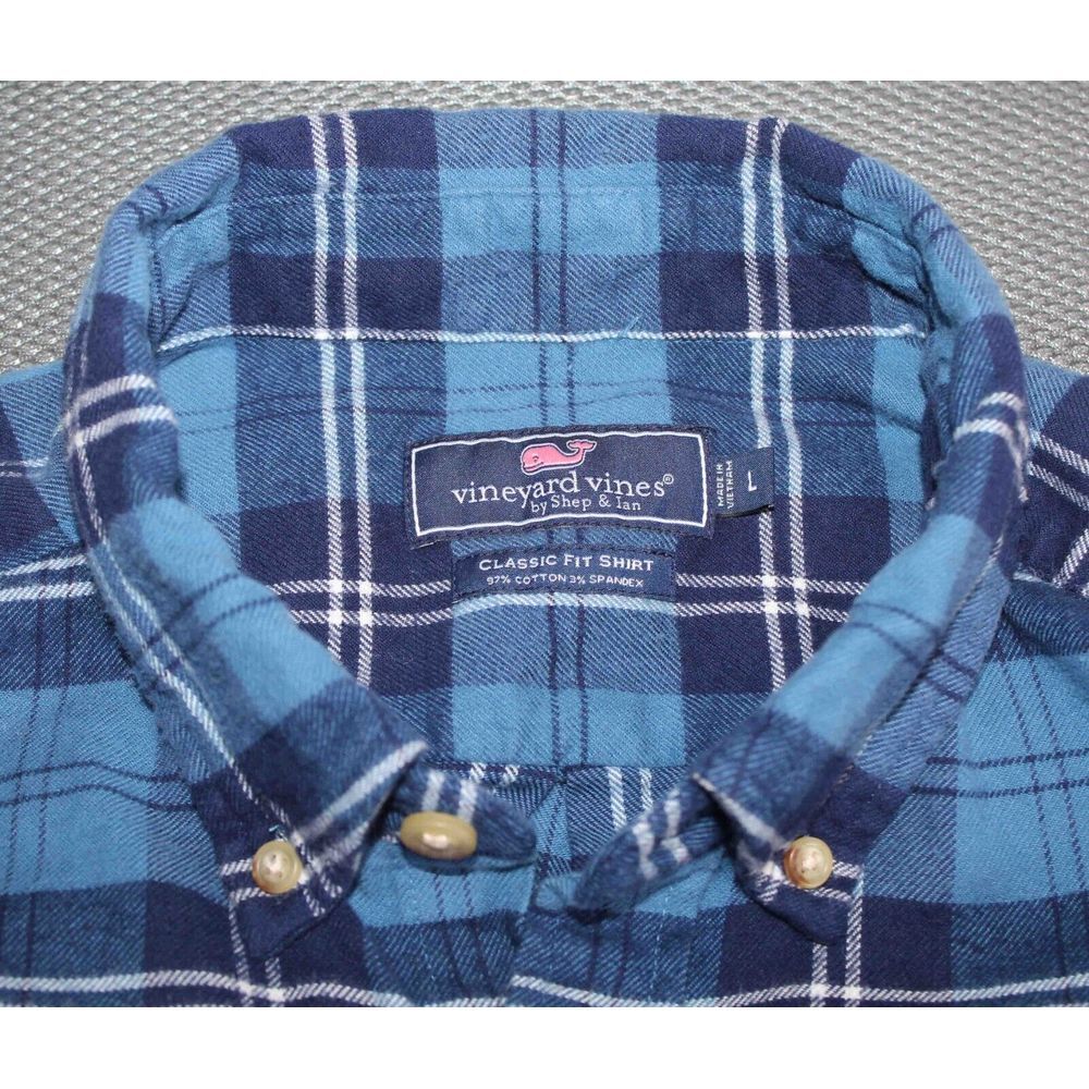 Vineyard Vines Classic Fit Stretch Flannel Plaid‎ Shirt Mens Size L - Picture 5 of 5